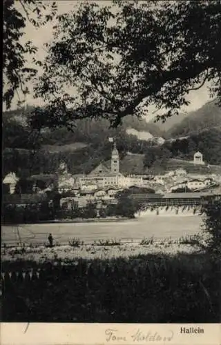 Ak Hallein in Salzburg, Durchblick zum Ort