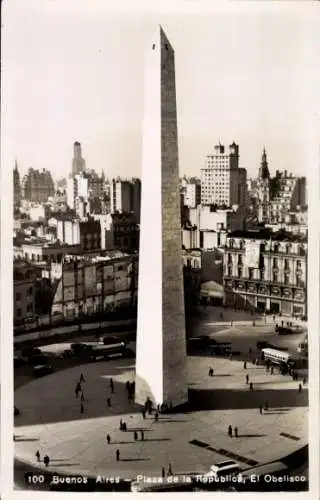 Ak Buenos Aires Argentinien, Plaza de la Republica, Obelisk