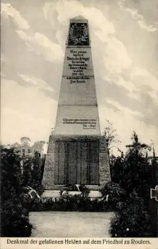 Ak Roeselare Roeselaere Rousselare Roulers Westflandern, Denkmal der gefallenen Helden, Friedhof