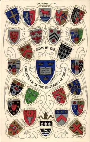 Wappen Ak Oxford Oxfordshire England, Colleges ETC in der Universität