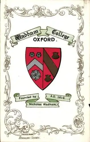 Wappen Ak Oxford Oxfordshire England, Wadham College