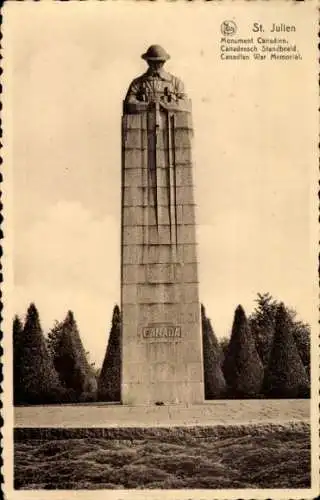 Ak St. Julien Langemarck Langemark Poelkapelle Westflandern, Canadian War Memorial