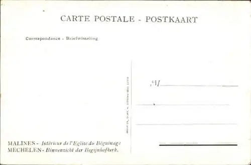 Ak Mechelen Limburg Niederlande, Innenraum der Beginenhofkirche