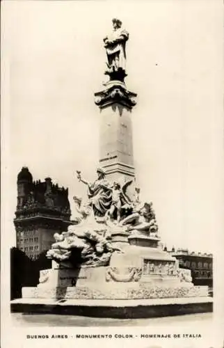 Ak Buenos Aires Argentinien, Monumento Colon, Homenaje de Italia