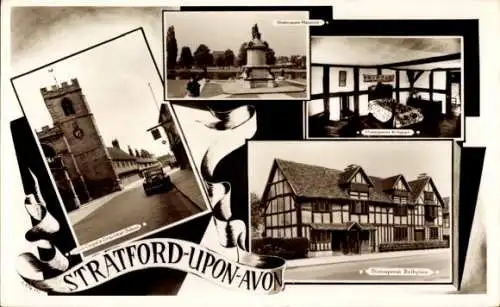 Ak Stratford-upon-Avon, Warwickshire, England, Shakespeares Geburtsort, Denkmal