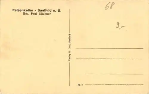 Ak Saalfeld an der Saale Thüringen, Felsenkeller