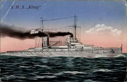 Ak Deutsches Kriegsschiff, S.M.S. König, Kaiserliche Marine