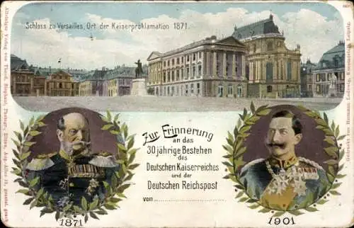 Ak Versailles-Yvelines, Schloss, Kaiserproklamation 1871, Kaiser Wilhelm I., Kaiser Wilhelm II.