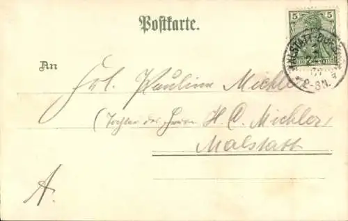 Litho Malstatt Burbach Saarbrücken im Saarland, Stadtpark, Kirche