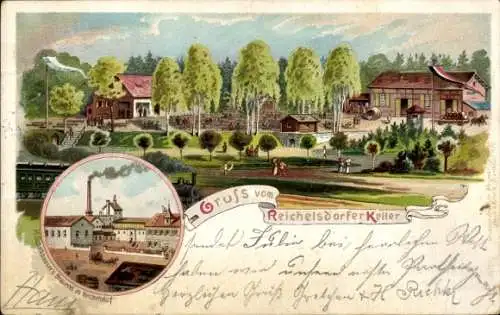 Litho Reichelsdorf Nürnberg Mittelfranken Bayern, H. Schalkhauser's Brauerei, Reichelsdorfer Keller