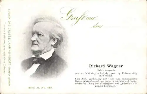 Ak Komponist und Dichter Richard Wagner