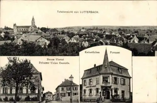 Ak Lutterbach Elsass Haut Rhin, Gesamtansicht, Neues Viertel, Post