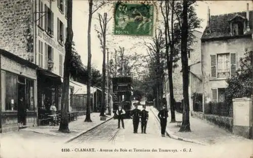 Ak Clamart Hauts de Seine, Avenue du Bois et Terminus des Tramways