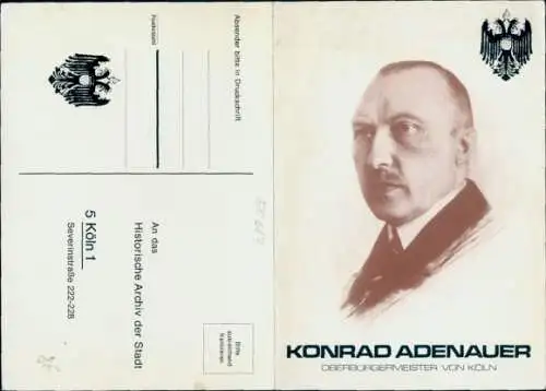 Klapp Ak Konrad Adenauer, Oberbürgermeister von Köln