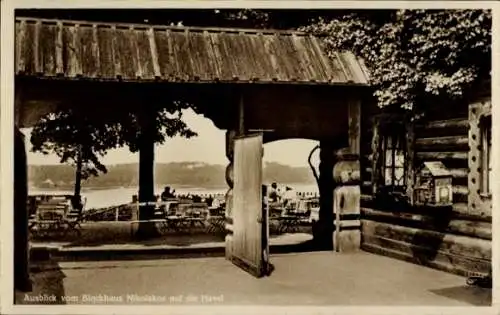 Ak Berlin Zehlendorf Wannsee, Blockhaus Nikolskoe, Havel