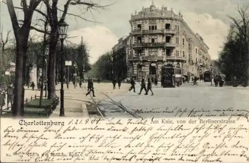 Ak Berlin Charlottenburg, Am Knie, von der Berliner Straße gesehen, Hotel Hippodrom, Straßenbahn