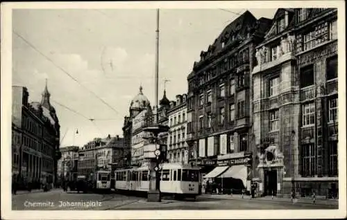 Ak Chemnitz in Sachsen, Johannisplatz, Straßenbahn