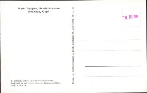 Ak Neuhaus Windischeschenbach in der Oberpfalz, Fliegeraufnahme