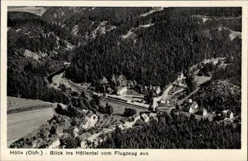 Ak Hölle Naila in Oberfranken, Fliegeraufnahme, Blick ins Höllental