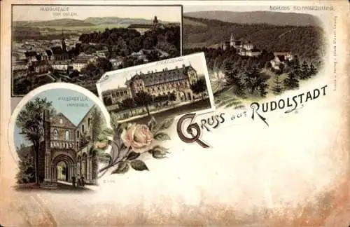 Litho Rudolstadt, Rudolsbad, Schloss Schwarzburg, Paulinzella