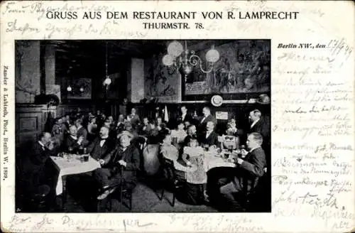 Ak Berlin Tiergarten Moabit, Restaurant, Turmstraße 78