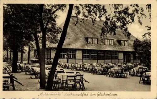 Ak Berlin Charlottenburg, Waldschänke Reichssportfeld am Glockenturm, Terrasse