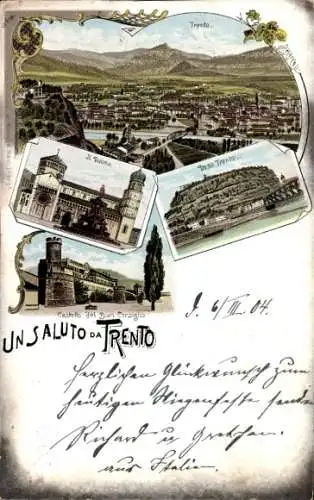 Litho Trento Trient Südtirol, Gesamtansicht, Dom