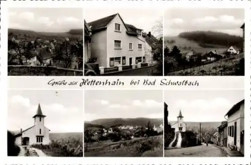 Ak Hettenhain Bad Schwalbach im Taunus, Teilansichten, Kirche, Gasthof