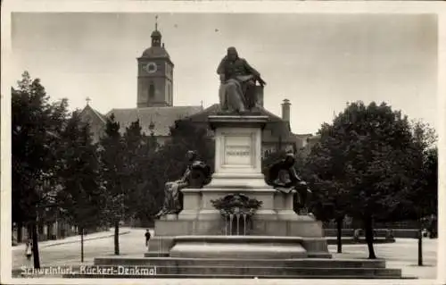 Ak Schweinfurt in Unterfranken Bayern, Rückert Denkmal