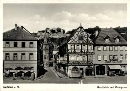 Ak Karlstadt am Main Unterfranken, Marktplatz mit Maingasse