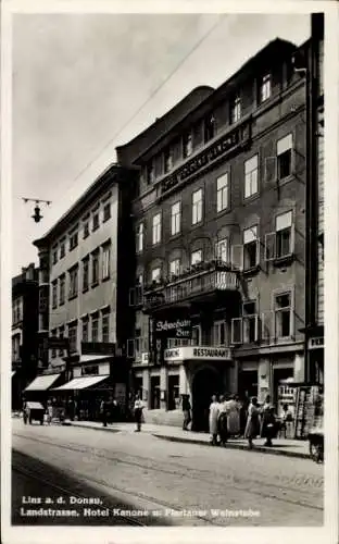 Ak Linz an der Donau Oberösterreich, Landstraße, Hotel Kanone und Florianer Weinstube