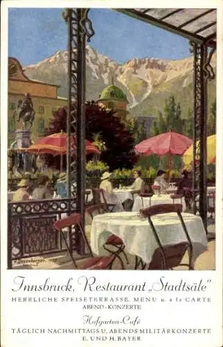 Ak Innsbruck in Tirol, Restaurant Stadtsäle, Terrasse