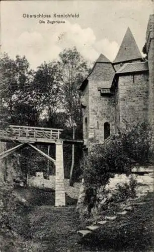 Ak Kranichfeld Thüringen, Oberschloss, Blick auf die Zugbrücke