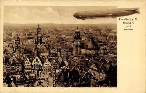 Ak Frankfurt am Main, Gesamtansicht, Zeppelin, Luftschiff