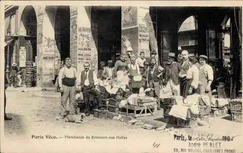 Ak Paris VI. Arrondissement Luxembourg, Marchands de primeurs aux Halles, portrait de groupe