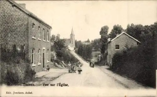 Ak Teuven Flandern Limburg, Straßenpartie, Kirche