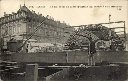 CPA Paris, Caisson du Metropolitain au Marche de Oiseaux