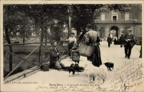 Ak Paris I., Paris Vecu, L'Aveugle du Pont des Arts