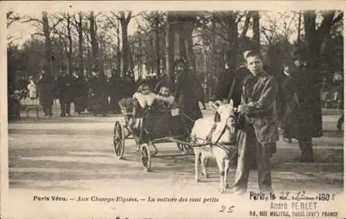 Ak Paris VIII Arrondissement Élysée, Paris Lived, Auf den Champs-Élysées, Auto für Kleinkinder