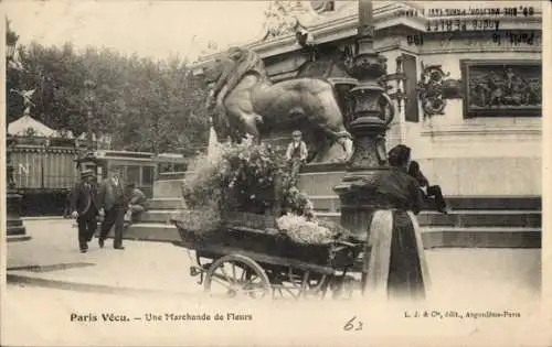 Ak Paris VIII, Paris Vécu, une Marchande des Fleurs