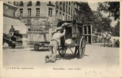 Ak Paris Vécu, Dans la Rue, Fuhrwerke, Straßenreiniger