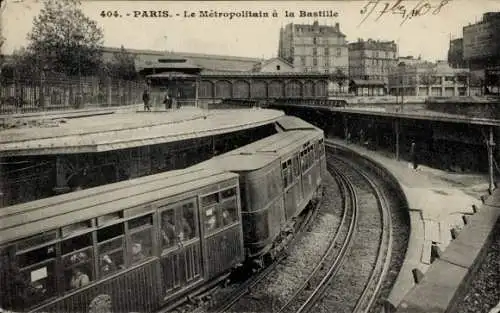 Ak Paris IV, Le Métropolitain a la Bastille