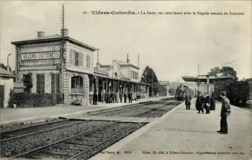 Ak Villers Cotterêts Aisne, Bahnhof, Bahnsteig