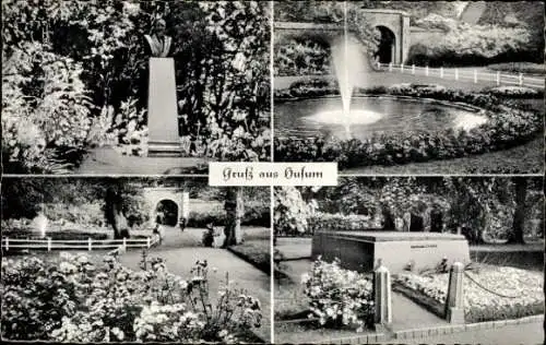 Ak Husum in Nordfriesland, Schlossgarten und Theodor Storms Grab