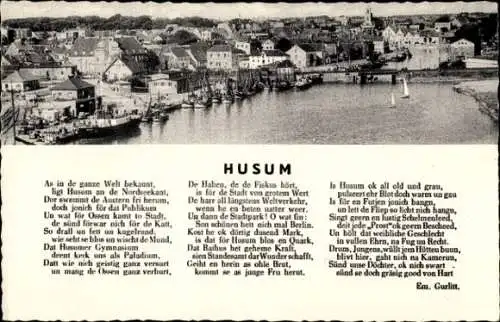 Ak Husum in Nordfriesland, Gesamtansicht, Gedicht Husum