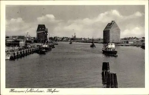 Ak Husum in Nordfriesland, Hafen