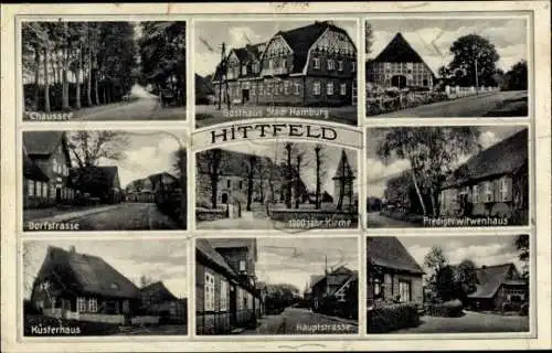 Ak Hittfeld Seevetal in Niedersachsen, Chaussee, Gasthaus Stadt Hamburg, Dorfstraße