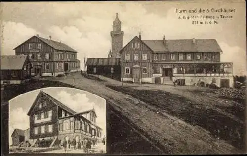 Ak Feldberg im Schwarzwald, Hotel Feldberger Hof, Turm und die 3 Gasthäuser