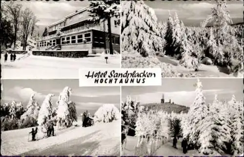 Ak Sandplacken Oberursel im Taunus Hessen, Hotel im Hochtaunus, Winterwald