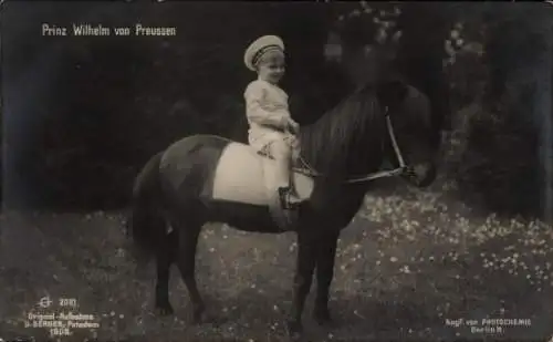 Ak Prinz Wilhelm von Preußen auf einem Pony, PH Berlin 2081